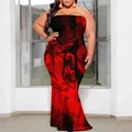 Grande taille rouge noir moulante robe Maxi sans bretelles sirène bustier robe de soirée boîte de nuit de saint valentin XL-6XL Look Sexy