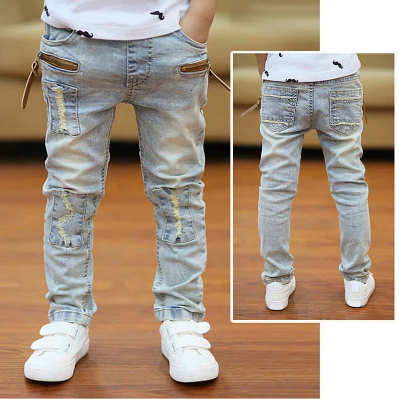 IENENS 5-13 Jahre Kinder Jungen Kleidung Skinny Jeans Klassische Hosen Kinder Denim Kleidung Trend Lange Hosen Baby Jungen Freizeithosen Image