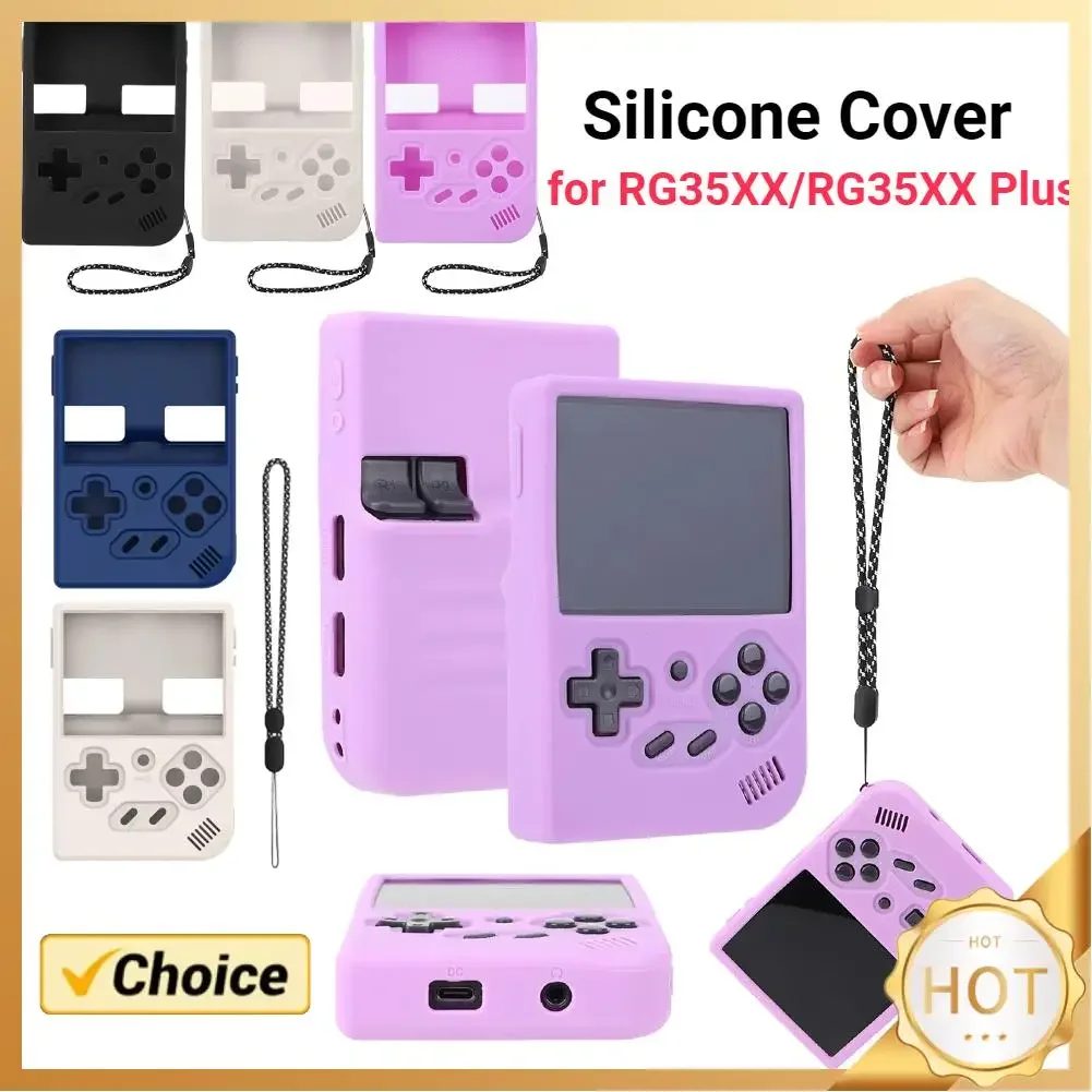 Silikon-Schutzhülle, stoßfeste Schutzhülle, weiche Hülle mit Umhängeband für Anbernic RG35XX/RG35XX Plus Image
