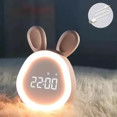 Kids Bedside Alarm Clocks with Night Light, Stepless Dimmable for Girls and Boys