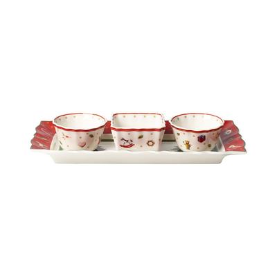 Villeroy & Boch Christmas Toy's Delight Set Of 3 Dip Bowls With Tray