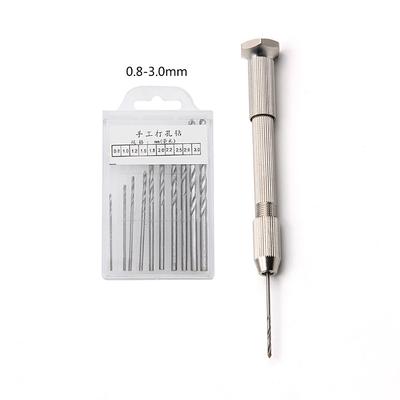 0.5-3mm Small Round Head Twist Drill Mini Micro Hand Drill Woodworking Drilling Tools Manual Twist Drill Bit Hand Tool Kit