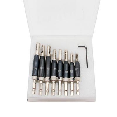8pcs Black Door Lock Hinge Drill Bit Set Plastic Box Self Centering Pilot Hole HSS Hex Shank Wood Tool Hole Saw DIY Wholesale Price