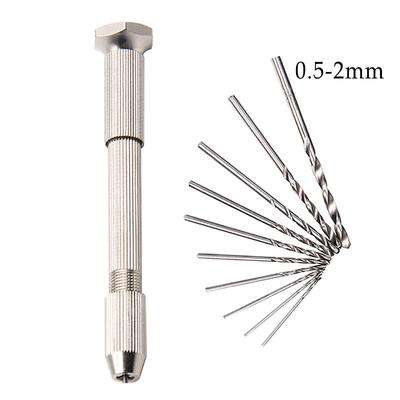 0.5-3mm Small Round Head Twist Drill Mini Micro Hand Drill Woodworking Drilling Tools Manual Twist Drill Bit Hand Tool Kit