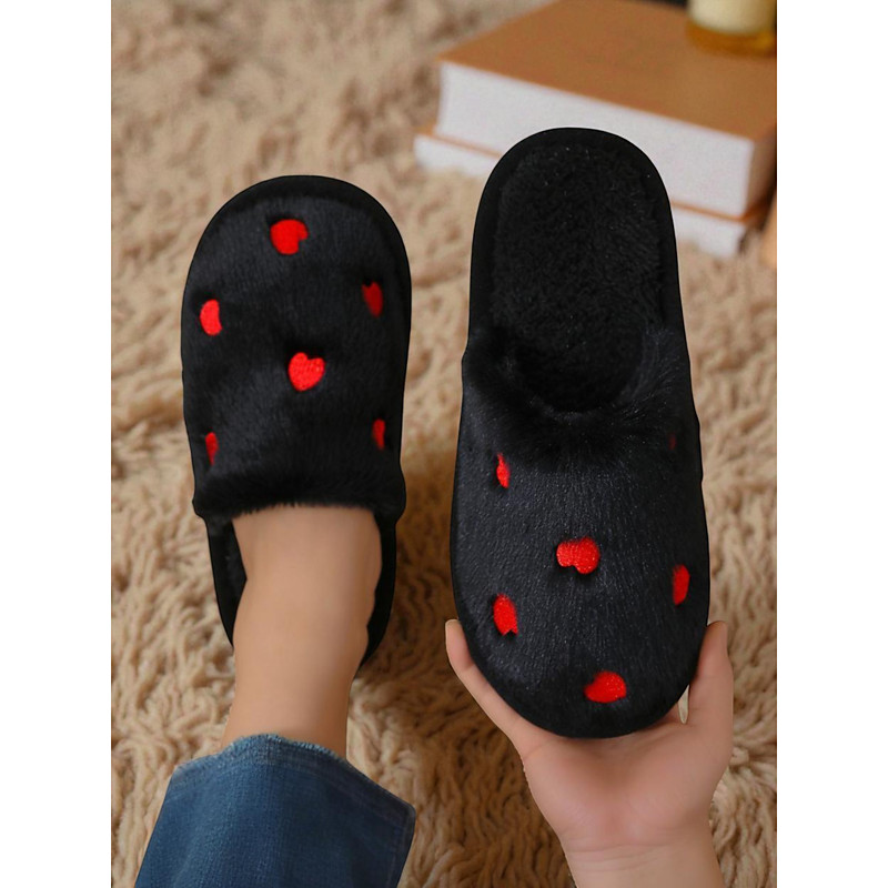Women's Slippers Fuzzy Slippers Fluffy Slippers House Slippers Warm Slippers Home Valentine's Day Daily Heart-shaped Fleece Lined Flat Heel Round Toe Plush Casual Comfort Faux Fur Loafer Dusty pink