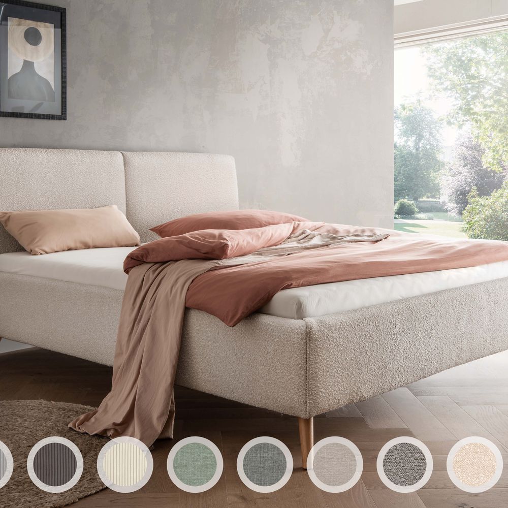 Forestales »Lyon« Polsterbett III 140x200 cm / Boston 5321 Water Green / mit Bettkasten und Lattenrost Image