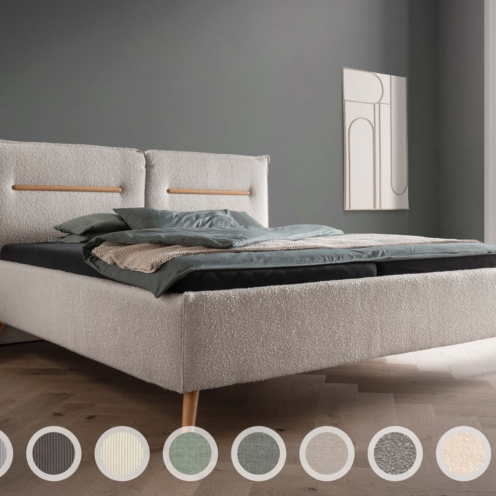 Forestales »Lyon« Polsterbett I 180x200 cm / Lincoln 24 Anthrazit / ohne Bettkasten und Lattenrost