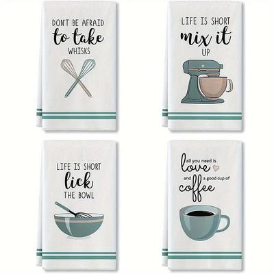 4-Piece Creative Printed Kitchen Towels Set, Dish Drying Cloths for Cooking, Baking, Cleaning, Multipurpose Tea Towels, Kitchen Supplies and Room Decoration