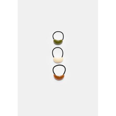 Stradivarius Set of 3 contrast voluminous hair ties Ecru OS