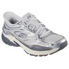Slip-On Sneaker SKECHERS "STAMINA SPORT", Damen, Gr. 40, silber (silberfarben), Lederimitat, Mesh, metallic, sportlich, Schuhe, Retro Sneaker, Schnürschuh mit Metallic-Besätzen