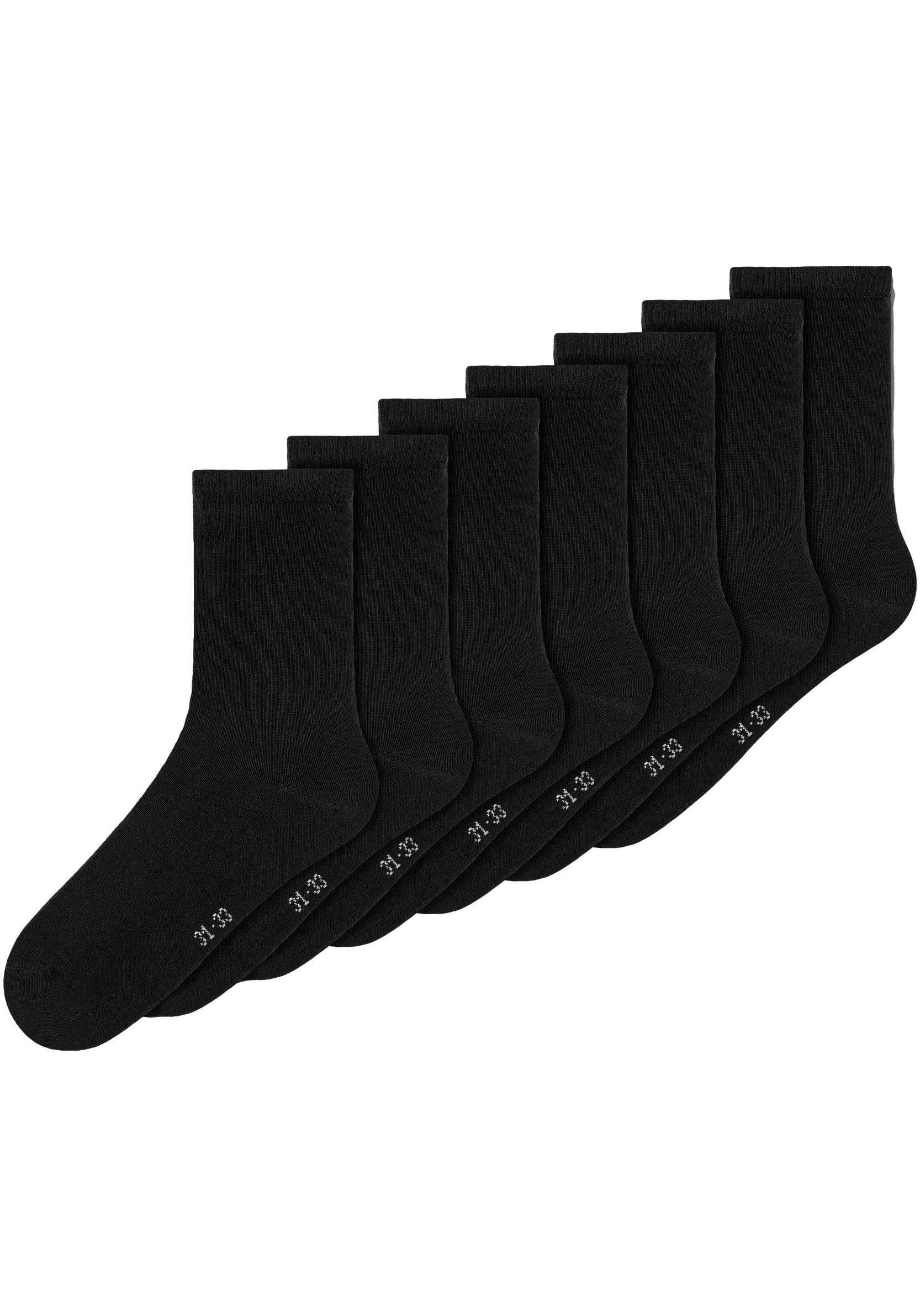 Socken NAME IT "NKNSOCK 7P SOLID NOOS", Kinder, Gr. 22-24, schwarz, Baumwollmischung, unifarben, Socken Image