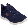 Slip-On Sneaker SKECHERS "SUMMITS", Herren, Gr. 41, blau (navy, orange), Textil, sportlich, Schuhe, Freizeitschuh, Slipper, Komfortschuh mit Gummizug zum Schlupfen