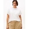 Kurzarmshirt TOMMY HILFIGER CURVE "CRV GOLD BUTTON SS TEE", Damen, Gr. 50, ivory silk, Single Jersey, Obermaterial: 100% Baumwolle, casual, Rundhals, Kurzarm, Shirts, in großen Größen
