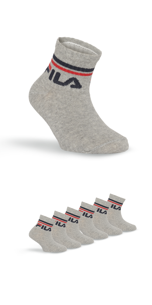 Kurzsocken FILA "JUNIOR UNISEX QUARTER PLAIN SOCKS", Damen, Gr. 23-26, grau, Baumwollmischung, normal, Socken, mit eingestricktem Logo im Bündchen, Kindersocken Image