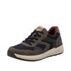 Sneaker RIEKER, Herren, Gr. 45, grau (taupe kombiniert), Lederimitat, sportlich, Schuhe, Schnürschuh, Halbschuh, Freizeitschuh mit weichem Schaftrand