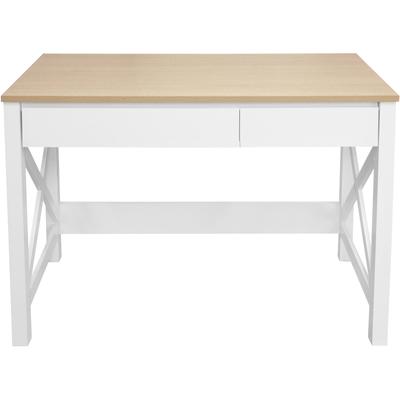 Schreibtisch HOME AFFAIRE "Silba", weiß (weiß, eichefarben, weiß, eichefarben), B:100cm H:76cm T:50cm, Tische, 2 Schubladen, Landhausstil, Home Office, Breite 100 cm Image
