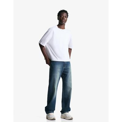 Bershka Relaxed-Fit Straight-Leg Jeans Men 36 Green