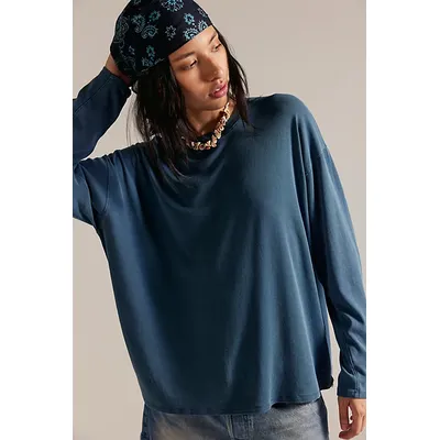 We The Free Lola Long Sleeve Tee at Free People in Still Sea, Size: Medium