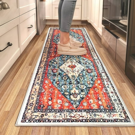 Boho Runner Rug 2 x 6 Ft Runner Rug Kitchen Runner Rug Washable Bathroom Runner Rug Hallway Runner Rug Entryway Runner Rug Red Runner Rug Bedroom Rug Runner
