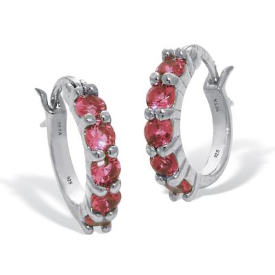 Women's Birthstone Sterling Silver Huggie Hoop Earrings by PalmBeach Jewelry in October (Size OS)