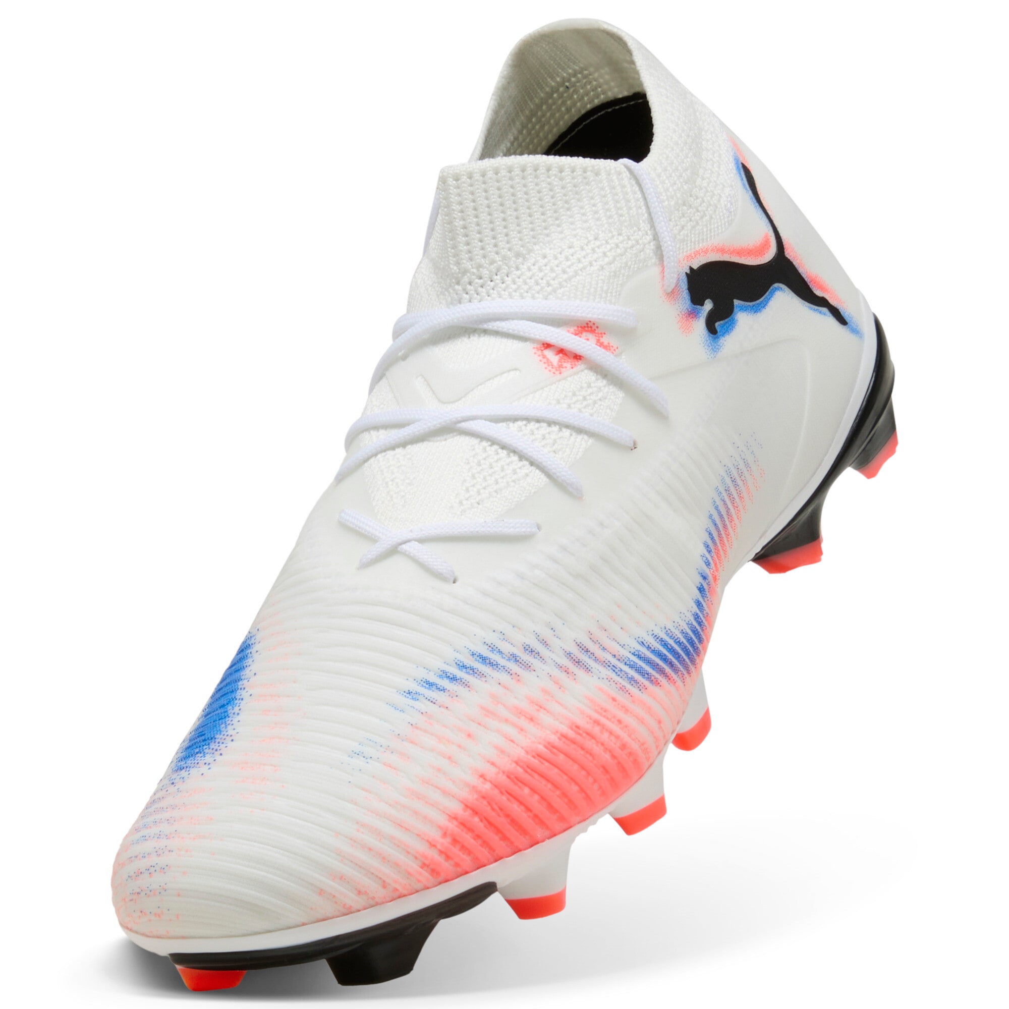 Fußballschuh PUMA "FUTURE 8 MATCH FG/AG", Gr. 45, weiß (puma weiß, puma schwarz, glowing rot), Synthetik, Sportlich, Schuhe, für Rasenplätze