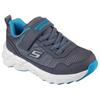 Sneaker SKECHERS "SKECHERS ELITE SPORT TREAD", Kinder, Gr. 27, grau (grau, blau), Lederimitat, sportlich, Schuhe, Trekkingschuh mit waterproof, Größenschablone zum Download