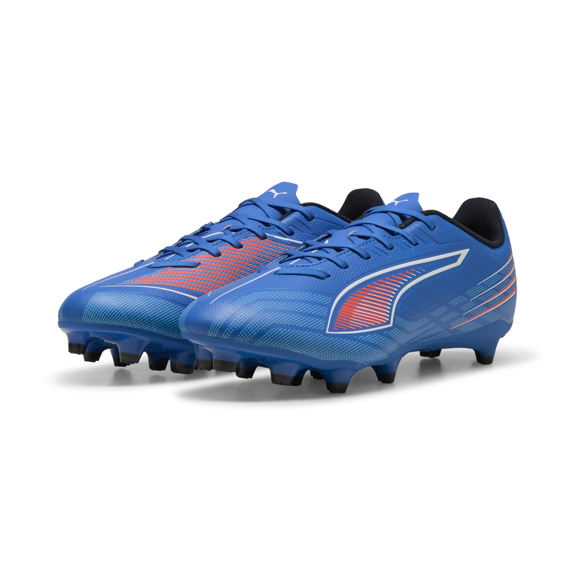 Fußballschuh PUMA "ULTRA 6 PLAY FG/AG Fußballschuhe Erwachsene", Herren, Gr. 41, weiß (ultra blau weiß glowing rot), Obermaterial: Textil, Synthetik; Futter: Textil; Innensohle: Textil; Laufsohle: Synthetik, Schuhe Fußballschuh