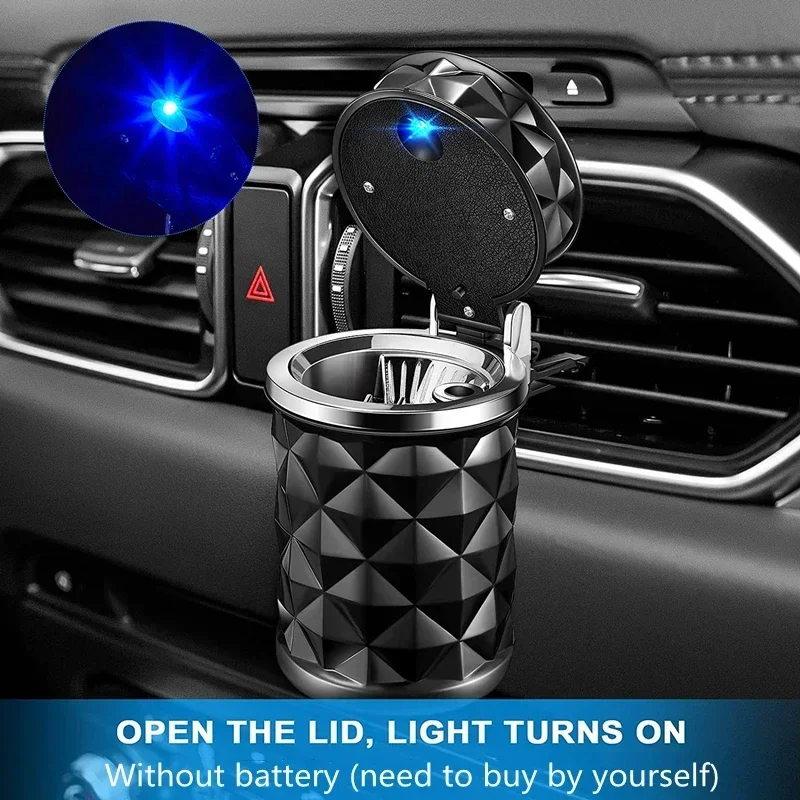 NEUE LED Licht Legierung Aschenbecher Aluminium Tasse Rauchfreien Auto Aschenbecher Flammschutzmittel Auto Teile Auto Tragbare Universal Aschenbecher Gürtel Image