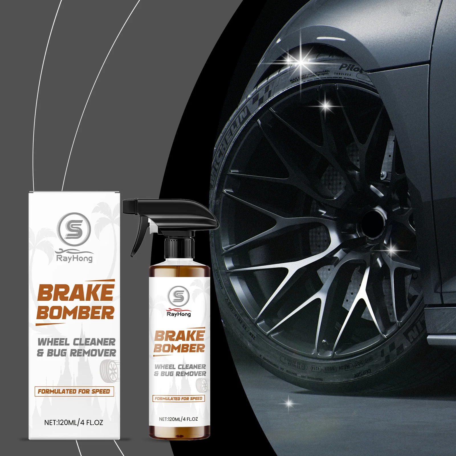 Rayhong 120 ml Reifen- und Radreinigungsgel ohne Peeling – sofortiger schäumender Fleckenentferner und Restaurator für PKW, LKW, Glanzschutz Image