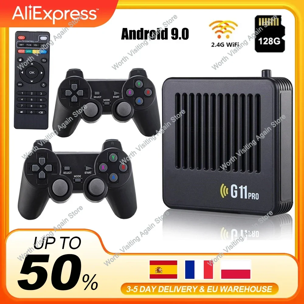 G11 Pro Game Box 4K HD TV Game Stick Console de jeu vidéo 128G intégré plus de 40000 jeux rétro 2.4G manette de jeu sans fil pour enfants cadeaux