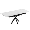 Table à manger rectangulaire extensible, table basse, longueur 150/180 x largeur 70 x hauteur 76 cm, texture marbre, noir et blanc