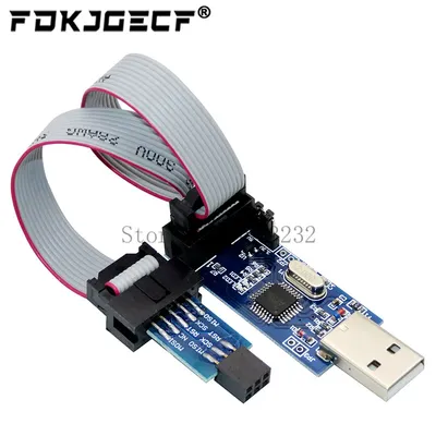 1Set USBASP USBISP AVR Programmierer USB ATMEGA8 ATMEGA128 ATtiny/CAN/PWM 10Pin Draht Modul DIY + 10Pin zu 6 Pin Adapter Board Image