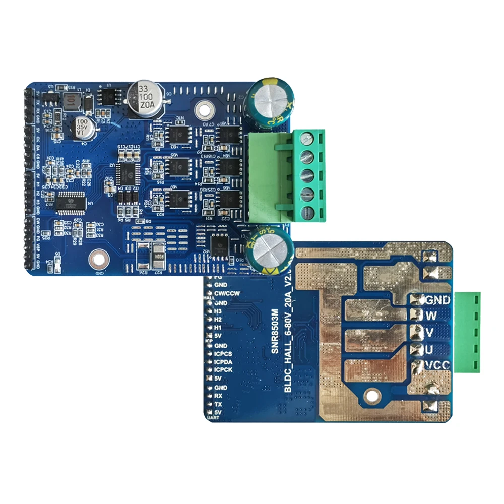 Hall-Motorsteuerung, Treiberplatine, Motorregler, DC 6–80 V, BLDC, 3-Phasen-DC, bürstenloser Motor, Controller, PWM, hohe Leistung, 1600 W, 20 A Image