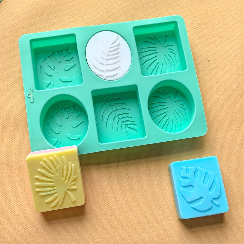 1 Stück – große quadratische, ovale, blattförmige Kerzen-Silikonform, geeignet für handgefertigte DIY-Formen von Aromatherapie-Seife Image