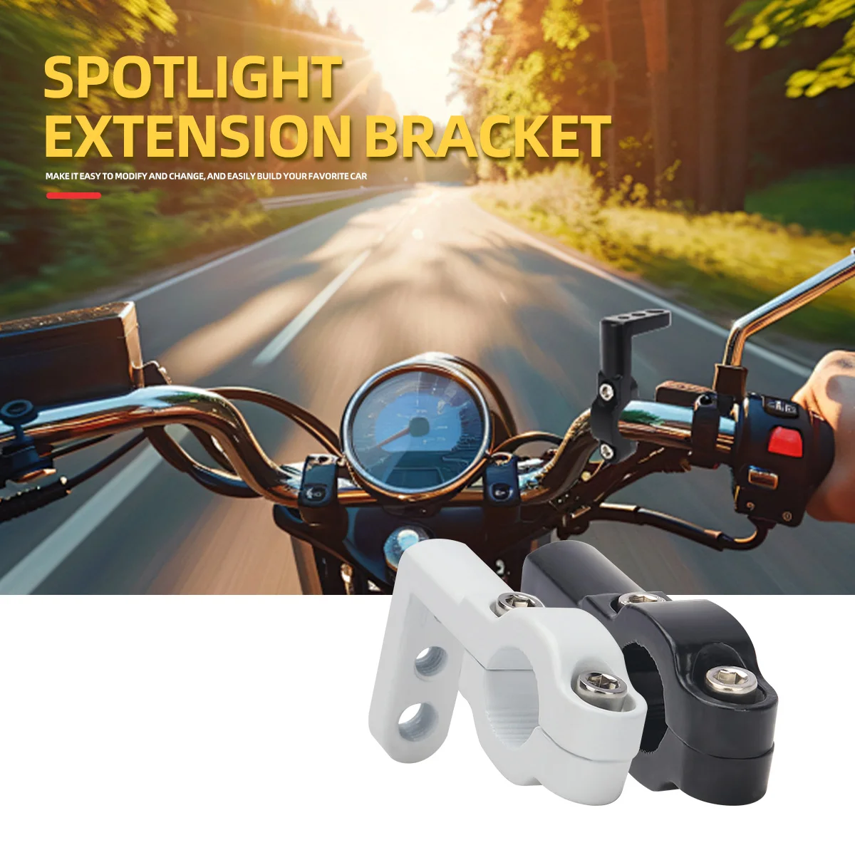 1pc Motorrad Multi-funktion Halterung Motorrad Lenker Verlängerung Klemme Unterstützung Befestigung Aluminium Legierung Schwarz Weiß Image