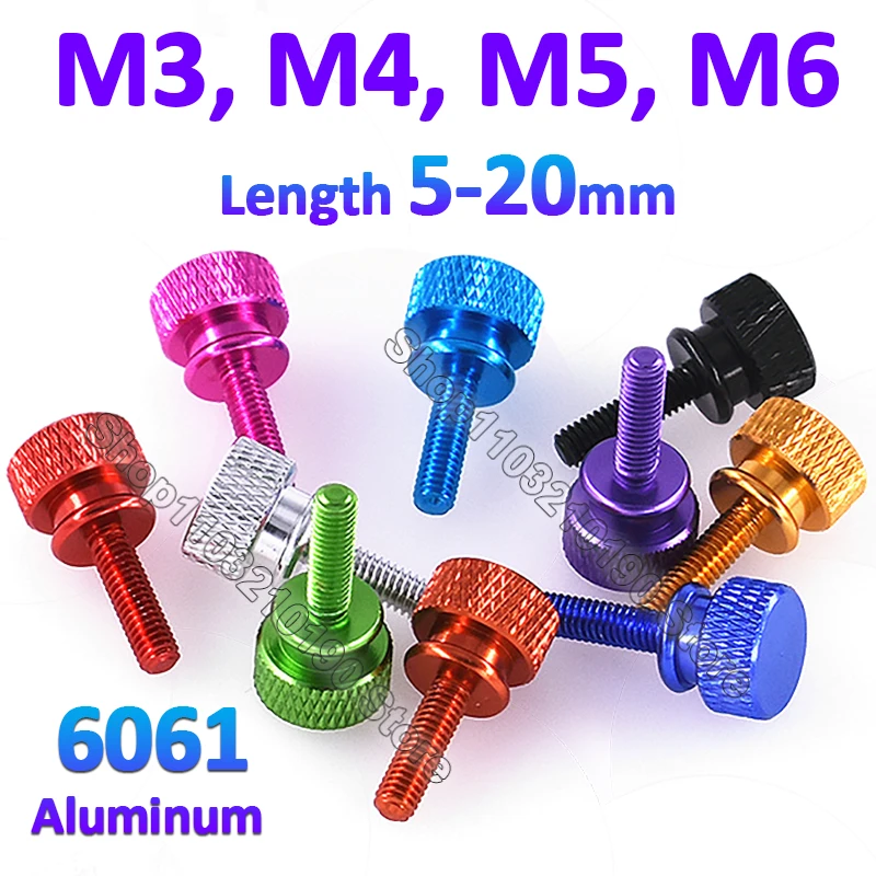 1 Stück M3 M4 M5 M6 Aluminium Stufen Rändelschraube Computergehäuse Schraube Rändel Handgriff Knopf Schrauben Rändelschrauben eloxierte Farben L = 5-20 mm Image