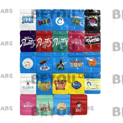 3.5g Plastic Standing Opp Pouches Matte Laser Smell Proof Zipper Self Sealed 1G Aluminum Foil Packaging Cookie Gummy Chocolate