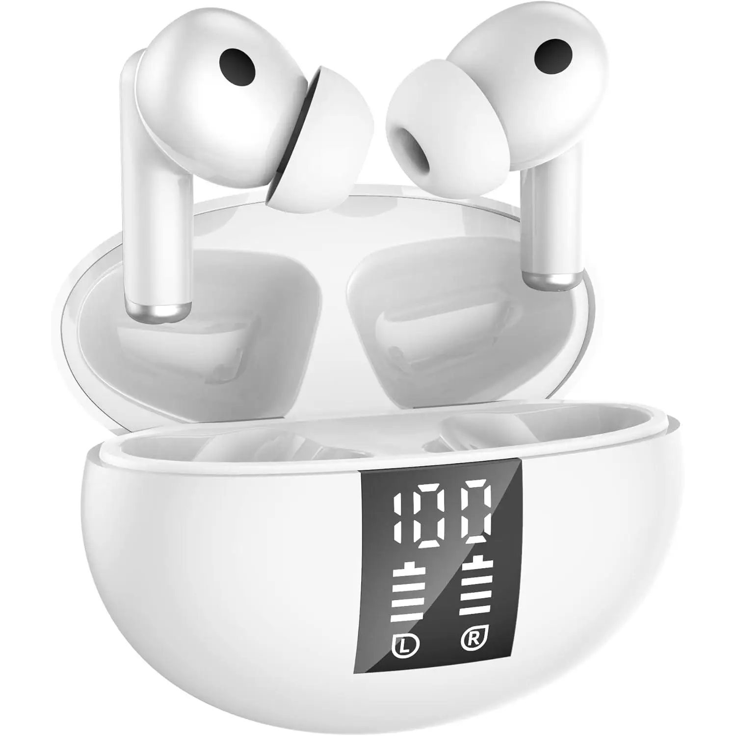 Cuffie Bluetooth wireless, cuffie stereo HiFi Bluetooth 5.3 wireless con micro HD, schermo LED, riproduzione 40 ore, controllo touch, impermeabile IPX7, cancellazione del rumore ENC, USB-C