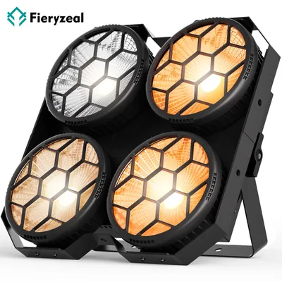 Fieryzeal 4x100W 2IN1 COB Par Light 4 Eyes Audience Light DMX512 LED Stage Light Wash Effect Blinder Light for DJ Disco Party