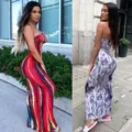 Abito sexy con stampa tie-dye Abito lungo patchwork con spalle scoperte per donna Abito lungo slim fit maniche lunghe A-line Abiti Lady Elegante abito