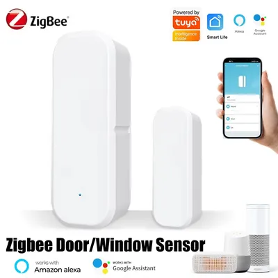 Tuya Zigbee Door Sensor Window Entry Sensor Security Burglar Door Sensor Alarm Smart Life Magnetic Door Sensor Alexa Google Home