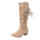 Women's High Shaft Winter Boots with Block Heel Suede Overknee Boots Elegant Long Shaft Boots Round Toe Cowboy Boots Non-Slip Riding Boots High Women's Boots, khaki, 5 UK