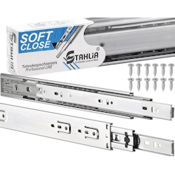 ID Dinkel Schubladenschienen 2 STÜCK VOLLAUSZUG mit Selbsteinzug 450mm Softclosing Rollenauszug Image