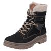 Winterboots REMONTE "FIBER-GRIP", Damen, Gr. 45, schwarz (schwarz, beige), Leder, Lederimitat, Filz, casual, Schuhe, Schnürstiefelette, Profilsohle, mit Schurwollfutter und TEX