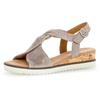Keilsandalette GABOR "GENUA", Damen, Gr. 38,5, grau (taupe), Ziegenveloursleder, metallic, klassisch, Schuhe, Sommerschuh, Sandale, Keilabsatz, mit Metallic-Effekt