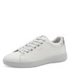 Plateausneaker TAMARIS, Damen, Gr. 41, silber (weiß, silberfarben), Lederimitat, unifarben mit Farbeinsatz, sportlich, Schuhe, Freizeitschuh, Halbschuh, Schnürer in veganer Verarbeitung