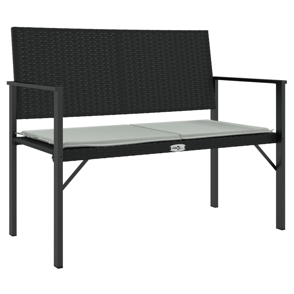 vidaXL Gartenbank 2-Sitzer mit Kissen Schwarz Poly Rattan Image