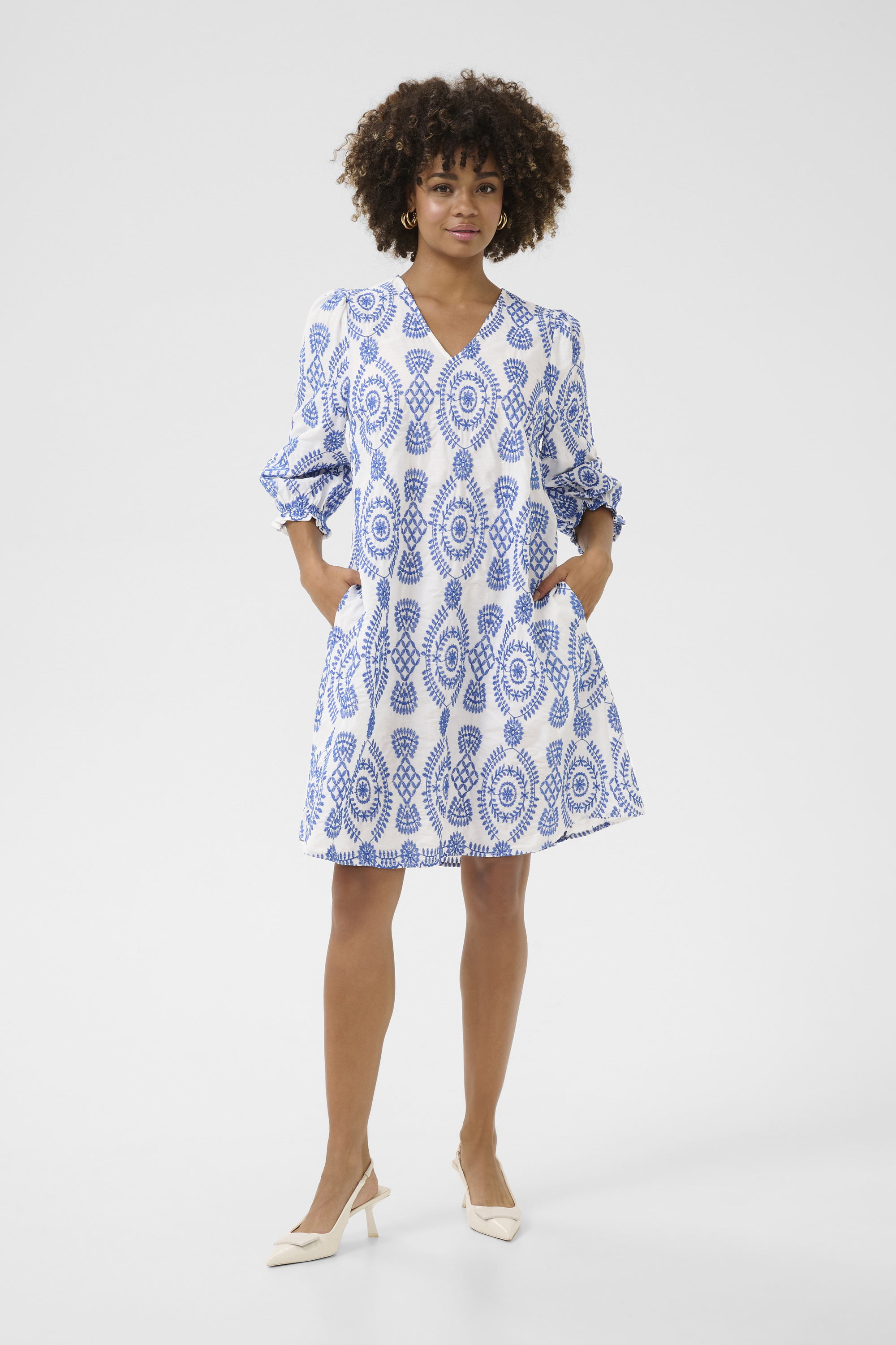 Kleid A-shape blue white Image
