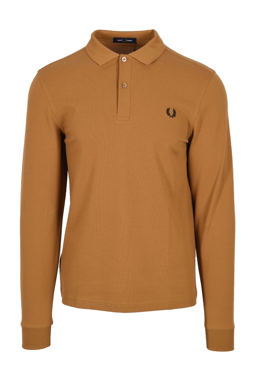 Fred Perry - Langärmliges Poloshirt in Dunkelkaramellbraun Image