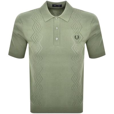 Pointelle Knit Polo T Shirt - Green - Fred Perry T-Shirts